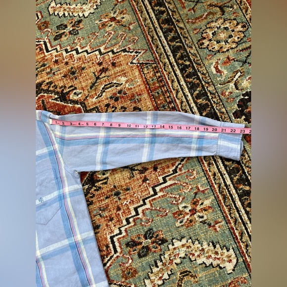 Lauren Ralph Lauren 100% Linen Plaid Purple Blue Button Down Top Small - Picture 3 of 13
